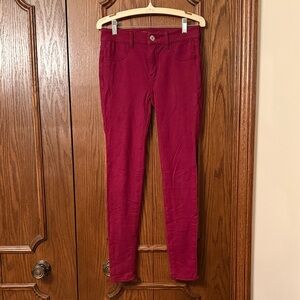 American Eagle Outfitters Deep Red Stretch Jeggings Size 0